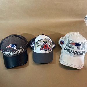 Red Sox and patriots championship hats